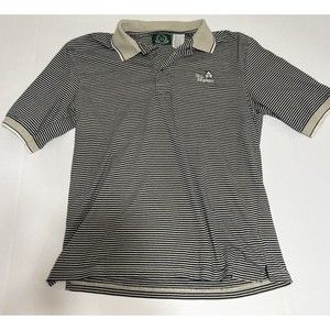 Disney Golf Collection Mens Magnolia Polo Shirt Tan/Black  Medium M Striped